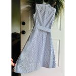 Liz Claiborne Cotton Navy Blue and White Pin Striped Button down dress Size L Photo 10