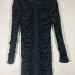 Fiestar ‎ BODYCON RUCHED DRESSS FRONT W/HOOK & CLOSURE SZ L BLACK NEW Photo 0