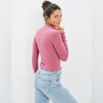 American Eagle WOMEN PINK LONG-SLEEVE PLUSH MOCK NECK SHIRT Photo 9