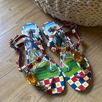 Dolce & Gabbana   Embellished Patent Leather Thong Sandals - Multicoloured Photo 0