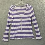 Old Navy Y2k Women's M Henley Long Sleeve Top Striped Bella Swan Retro Grunge Photo 0