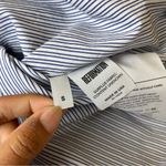 Reformation Banker Dress in Blue Pinstripe Photo 8