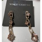 Vince Camuto Drop Earrings Gold Pink Crystal Paperclip Dangle | Gift | Feminine Photo 2