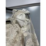 Vintage Priscilla of Boston Wedding Dress Gown Lace Sleeves Bridal needs dye Tan Photo 6