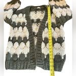 POL Chunky Knit Cardigan Sweater Oversized Olive Green and Cream Womens Small Photo 12