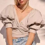 Free People Mare Mare Diola Top Twist Front Puff Sleeve Tie Back Top Size XS Photo 0