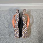 Tory Burch Cutout Curved Wedge Flip Flops Fresh Melon Ballet Pink Octagon Used Photo 10