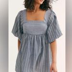 Free People  Blue and White Textured Dress Photo 0
