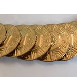 Source Unknown VTG 80's Hipster Metal Medallion Coin Gold Tone 25" Boho Grunge Stretch Belt Photo 1