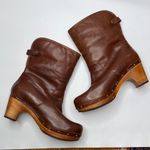 UGG  Australia Brown Lynnea 1958 Shearling Clog Boots Wood Heel S-390 Sz 7 Photo 2