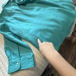 CHAPS  Button Up Collared Linen Shirt Blue Sz 2X DEFECT HOLE Photo 7