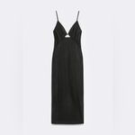 ZARA NWT ruched bust linen cutout black midi dress Photo 2