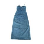 Rachel Rachel Roy Blue Denim Cutout Midi Dress Button Front Spaghetti Strap XS Photo 2