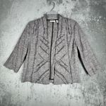 Chico's Blazer Womens Medium Black White Marled Open Frayed Casual Preppy Neutral Photo 1