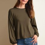 Garnet Hill NWT Pintuck Puff-Sleeve Knit Top Blouse Shirt Lavender Small Photo 8