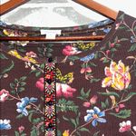 Sundance Dark Floral 3/4 Sleeve Thermal Womens Size Medium Top Purple Photo 1