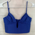 ZARA EUC  women's purplish blue deep v-neck cropped corset‎ tank crop top summer Photo 0