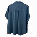 Maurice's Blue Utility Top L Short Sleeve Button Front 100% Rayon Relaxed Fit Photo 2
