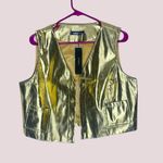 Allegra K NWT  Shiny Metallic Cropped Gold Vest - Lg Photo 1