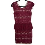 Anthropologie  Maeve Elsa Burgundy Lace Peplum Lined Dress Size S Photo 1