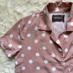 Reformation Pajama Shirt Button Front Short Sleeve Sleepwear Polka Dot Pink S Photo 5