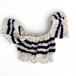 ZARA  Cream & Black Stripped Cropped Top Excellent Condition Size L Photo 0