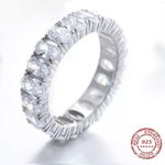 Sterling Silver SIZE 8 925 Oval Cubic Zirconium Eternity Ring Photo 2