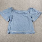 Ralph Lauren Lauren Chambray Off Shoulder Top Womens XL Blue Denim Bell Sleeve Photo 2