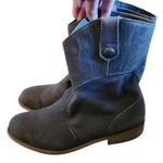 EWU Women's Grey Leather Ankle Boots Casual Western Style Low Heel Size 9 Gray Photo 5