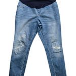 Liz Lange  Maternity Blue Distressed Cotton Stretch Jeggings Jeans Pants Large Photo 0