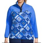 LANDS' END HERITAGE FLEECE SNAP NECK PULLOVER JACKET TOP WOMENS PLUS 2X Blue Photo 3