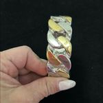 Vintage Two Tone Chain Link Cuff Bracelet Photo 3