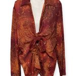 Lane Bryant Vintage Sheer Rust Print Cardigan Blouse Top NWOT Photo 0