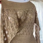 Guess Jeans Elegant Tan Shimmering Knit Sweater M Brown Size M Photo 2