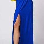 Free People NWOT  ROYAL BLUE MIDI SKIRT LARGE Photo 3