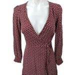 Abercrombie & Fitch Red Floral Plunge V-Neck Long Sleeve Mini Wrap Dress XXS Photo 1