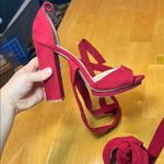 Lulus Red Strappy Heels Size 7.5 Photo 4