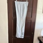 FRANCE 1 90s Vintage Light Blue Linen Wide leg pants wavy hem Ankle Length 4 Photo 1