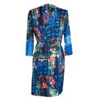Oleg Cassini  Faux Wrap Dress 4 Side Tie V-Neck Colorful Abstract Artsy‎ Stretchy Photo 6