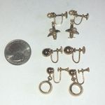 Lot of 3 Vintage Gold Tone Airplane Stud Screw Back Earrings Photo 1