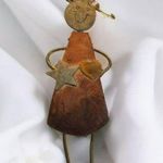 Vintage Copper Brooch With Unique Heart and Star Patterns Orange Photo 0