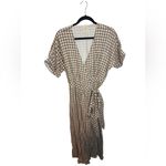Urban Outfitters  Gabrielle Brown Gingham Linen Midi Wrap Dress Photo 1