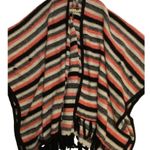 Kensie Coral/Black/Cream Stripe Knit Sweater Shrug Poncho Sz O/S Photo 7