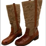 Paris Blues Pull On Leather/Canvas Studded Boots Photo 1