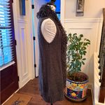 Luii NWOT Unique Textured Loop Fringe Dark Gray Open Knit Scarf Vest Black Photo 2