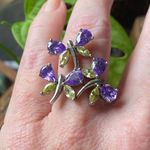 Sterling Silver CZ Butterfly Statement Ring Dead Stock Purple Photo 4