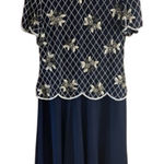 Papell Boutique  Navy Beaded‎ Evening Dress Size 12 Photo 0