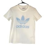 Adidas  White Cotton Blend Short Sleeve Logo Front T-Shirt Women Sz XS Photo 0