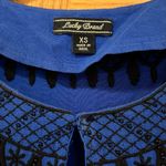 Lucky Brand  Embroidered Beaded Mini Shift Dress in Cobalt Blue & Black Size XS‎ Photo 7