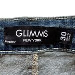 Glimms New York Jeans Natural Leather Shorts Genuine Cowhide Shorts SZ 30 #2505 Blue Photo 2
